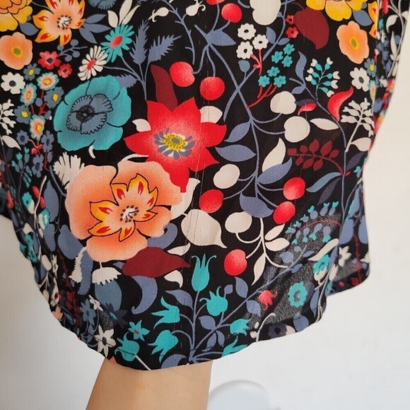 Loft Petites Multicolor Floral Print Cap Short Sleeve Blouse Top Sz Small Petite - Picture 5 of 12